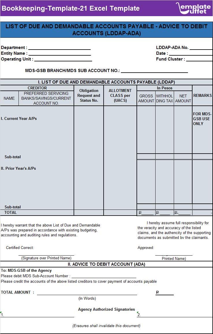 Bookkeeping-Template-21 Excel Template