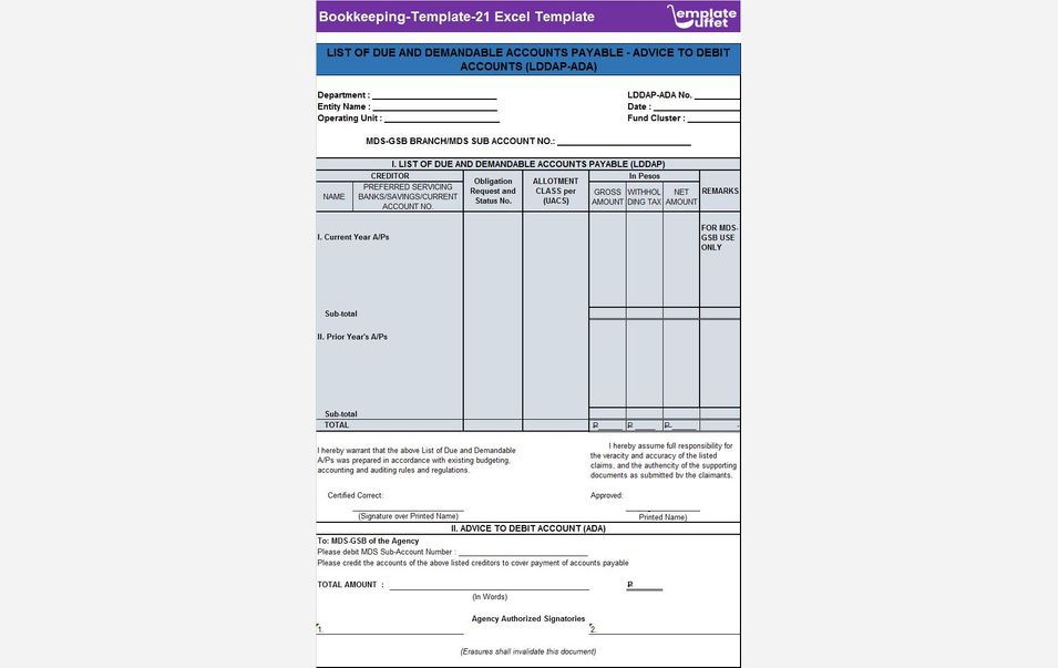 Bookkeeping-Template-21 Excel Template