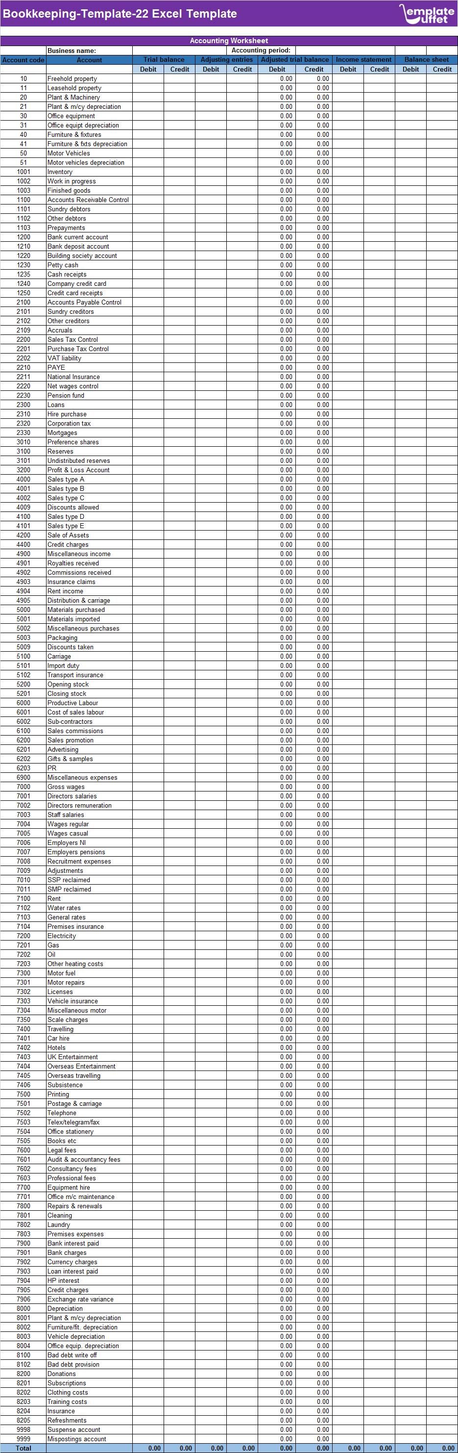 Bookkeeping-Template-22 Excel Template