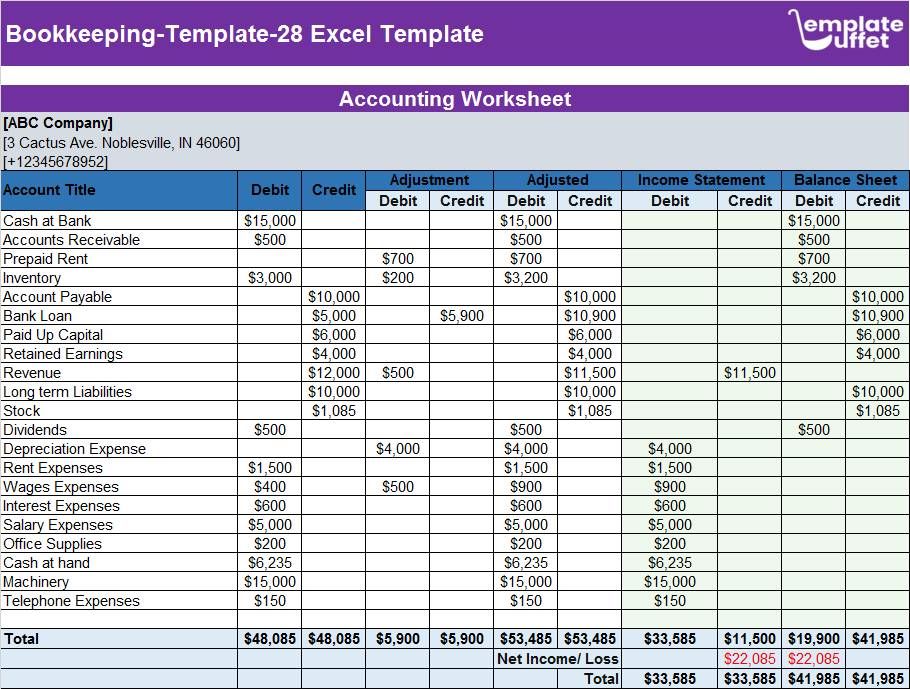Bookkeeping-Template-28 Excel Template