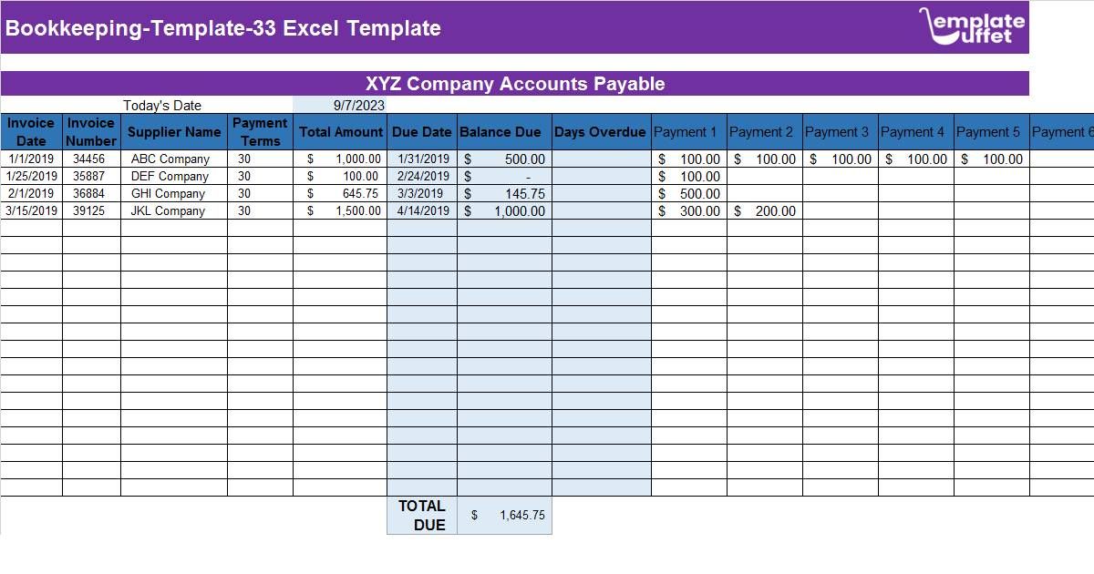 Bookkeeping-Template-33 Excel Template