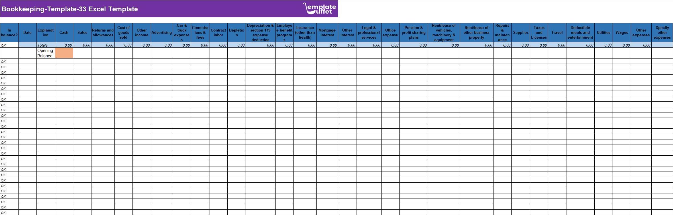Bookkeeping-Template-34 Excel Template