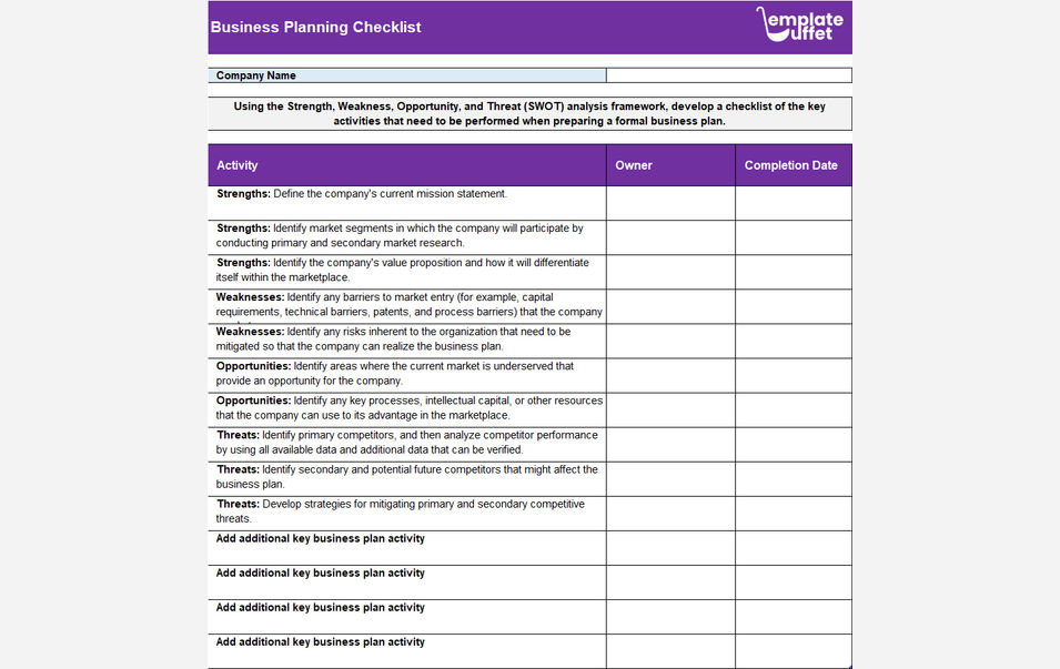 Business Planning Checklist