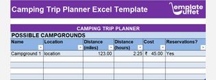 Camping Trip Planner Excel Template