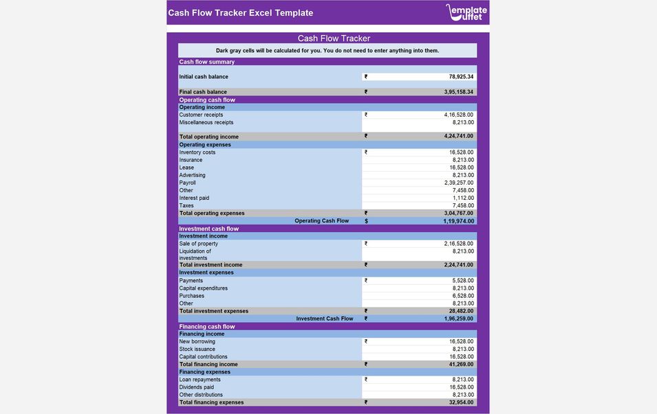 Cash Flow Tracker Excel Template