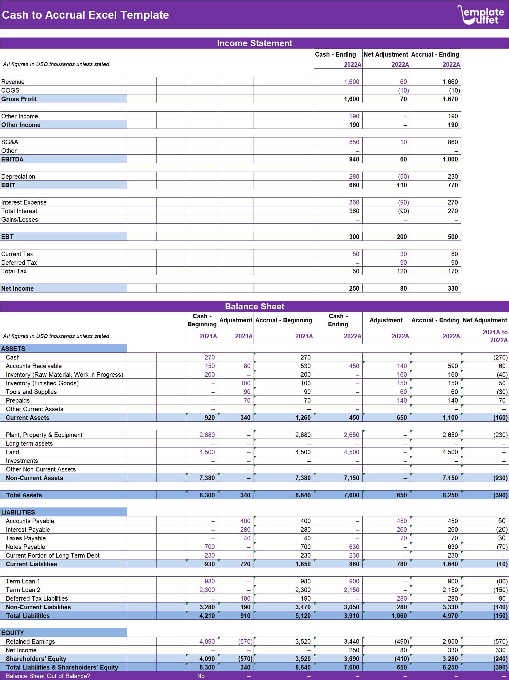Cash to Accrual Excel Template