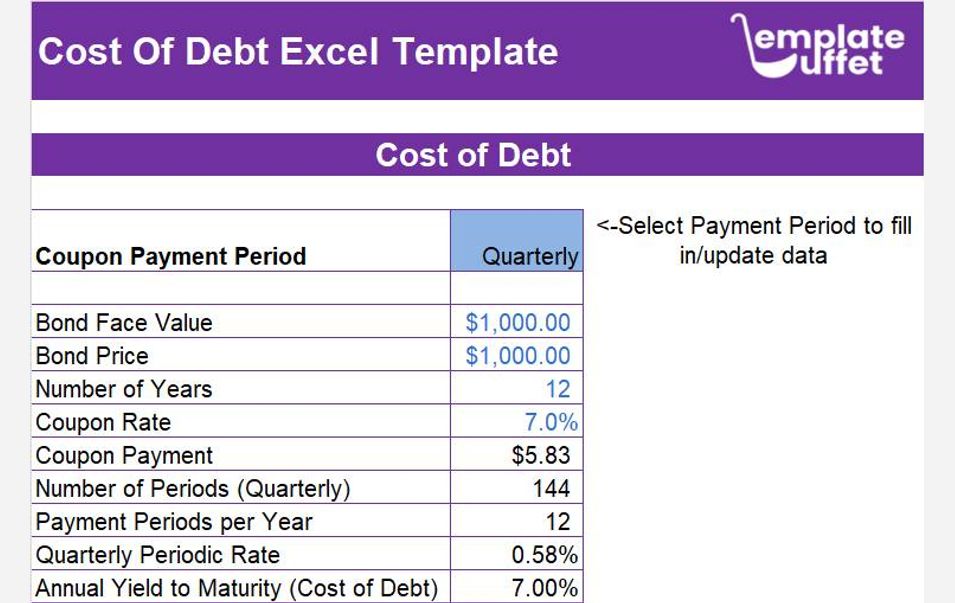 Cost of Debt Excel Template