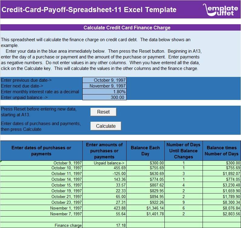 Credit-Card-Payoff-Spreadsheet-11 Excel Template