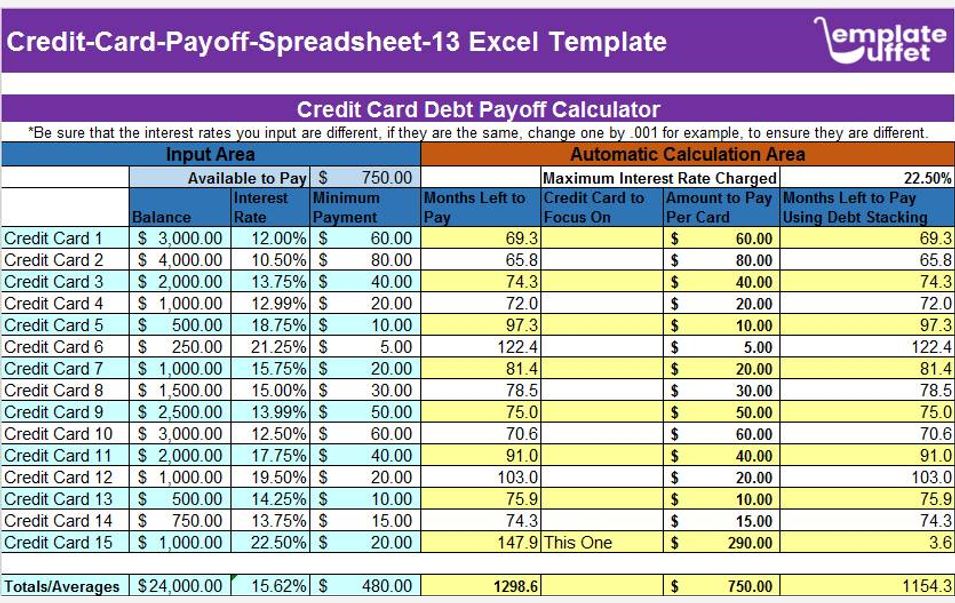 Credit-Card-Payoff-Spreadsheet-13 Excel Template
