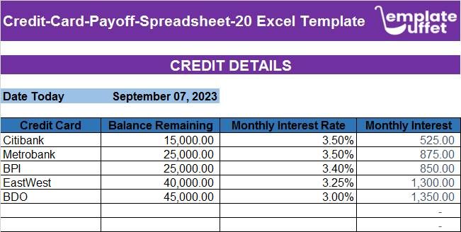 Credit-Card-Payoff-Spreadsheet-20 Excel Template