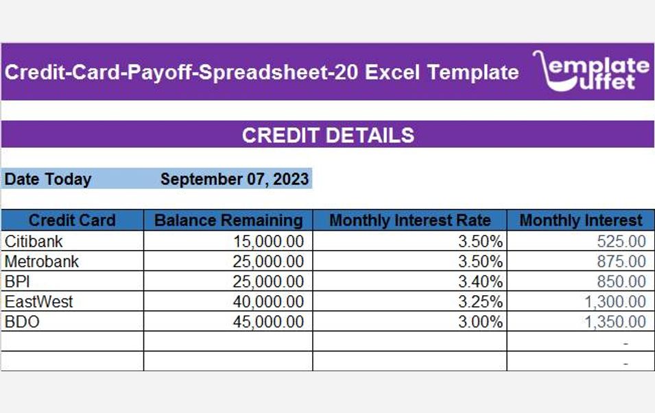 Credit-Card-Payoff-Spreadsheet-20 Excel Template