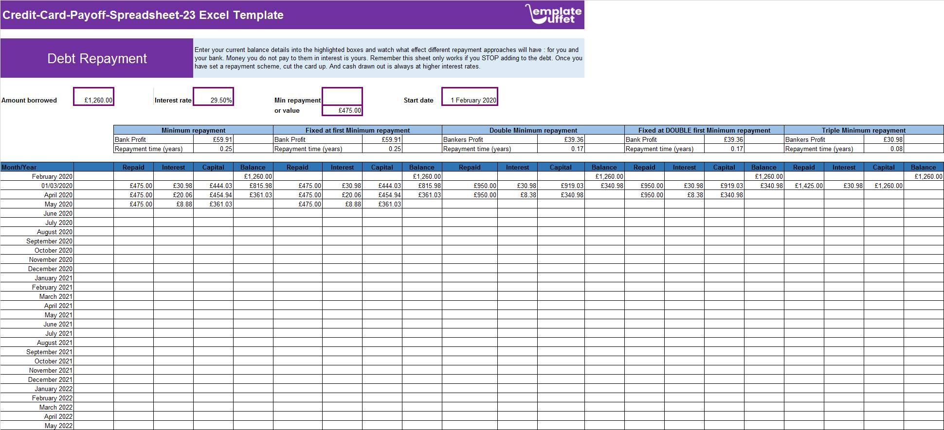 Credit-Card-Payoff-Spreadsheet-23 Excel Template