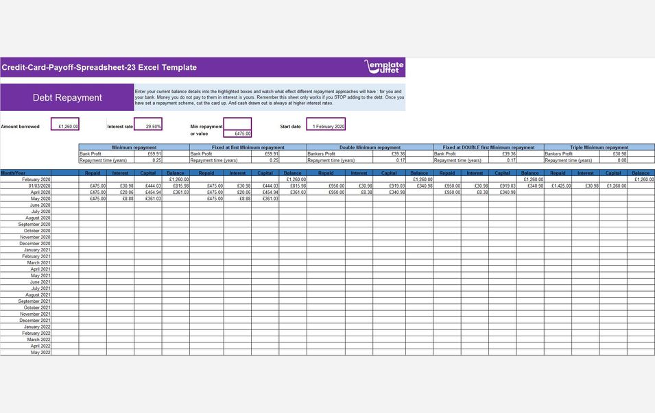 Credit-Card-Payoff-Spreadsheet-23 Excel Template