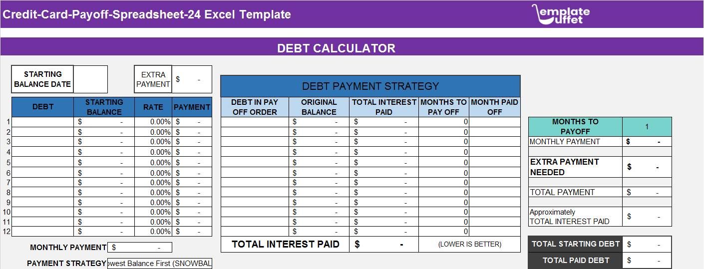 Credit-Card-Payoff-Spreadsheet-24 Excel Template