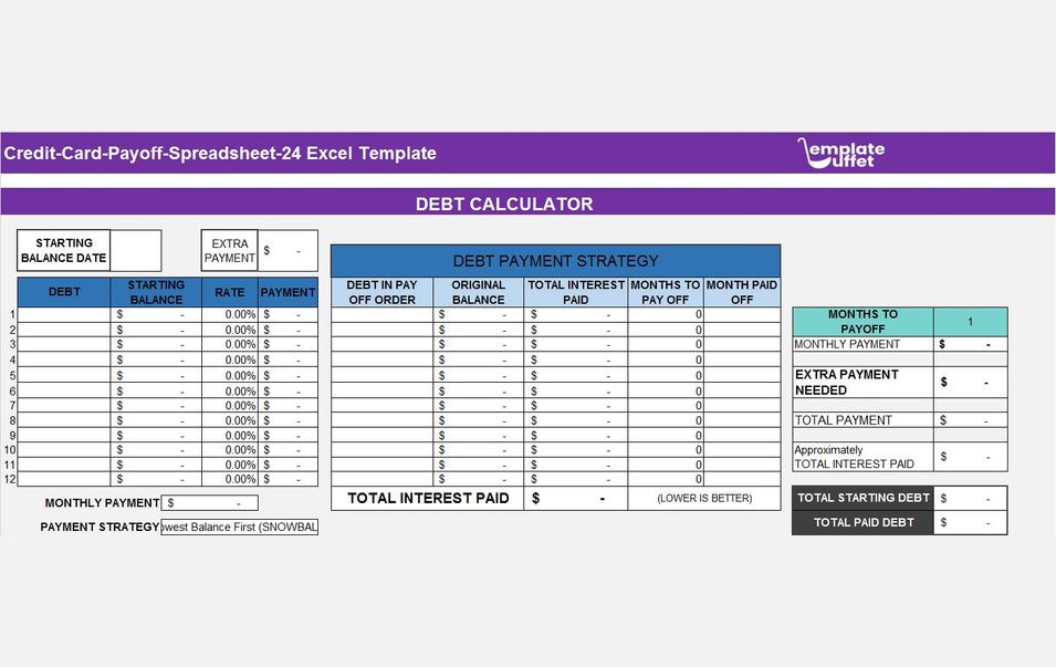 Credit-Card-Payoff-Spreadsheet-24 Excel Template