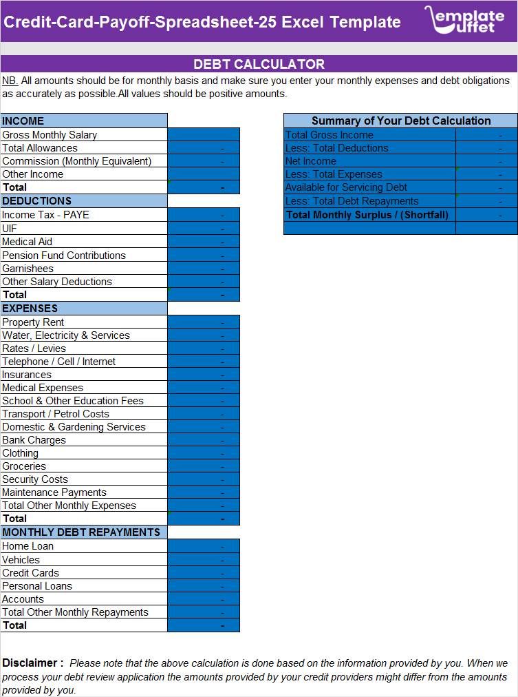 Credit-Card-Payoff-Spreadsheet-25 Excel Template
