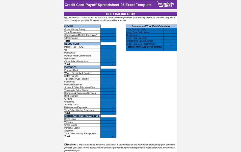 Credit-Card-Payoff-Spreadsheet-25 Excel Template