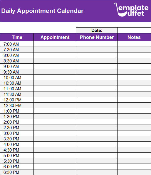 Daily Appointment Calendar