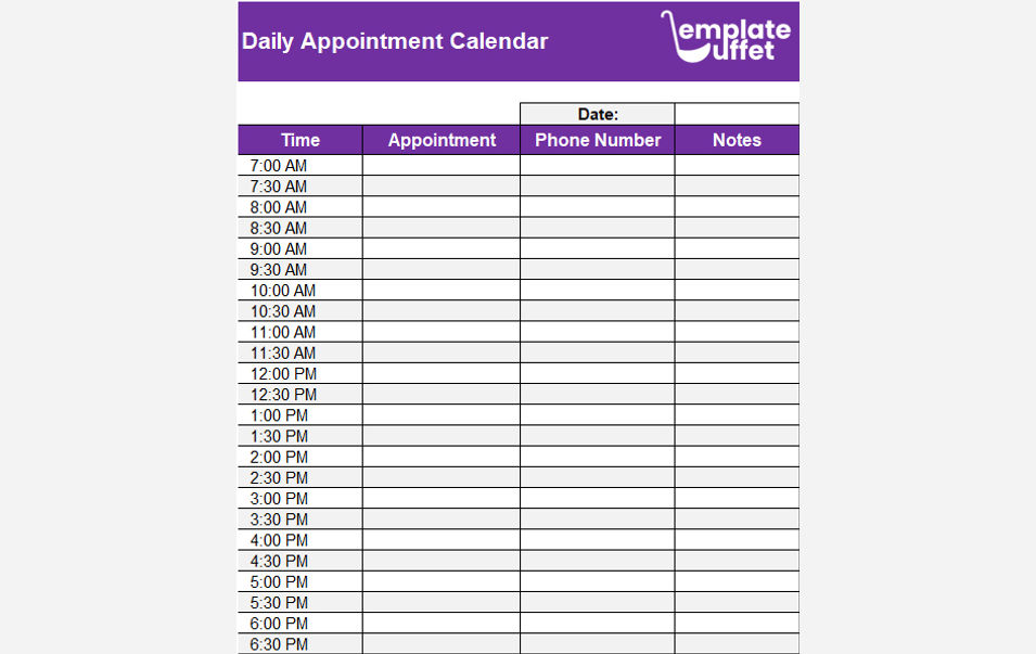 Daily Appointment Calendar