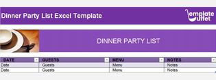 Dinner Party List Excel Template