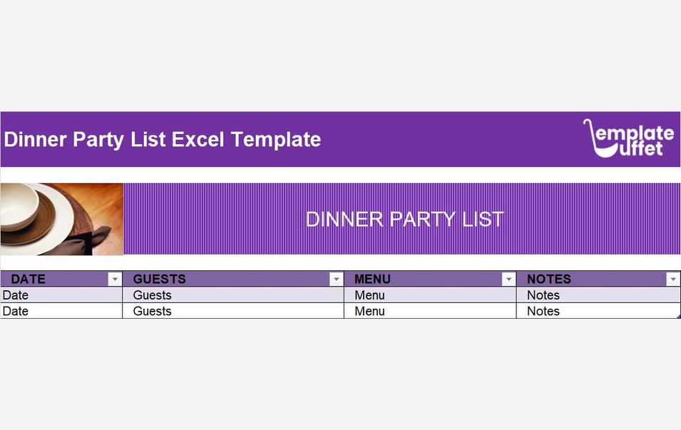 Dinner Party List Excel Template