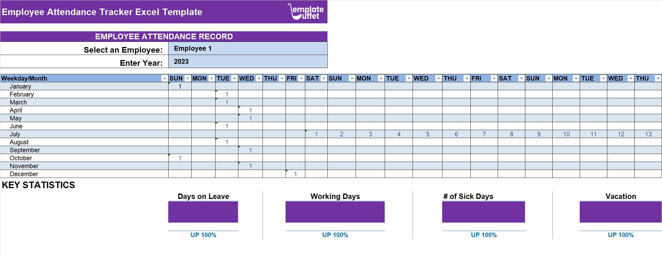 Employee Attendance Tracker Excel Template