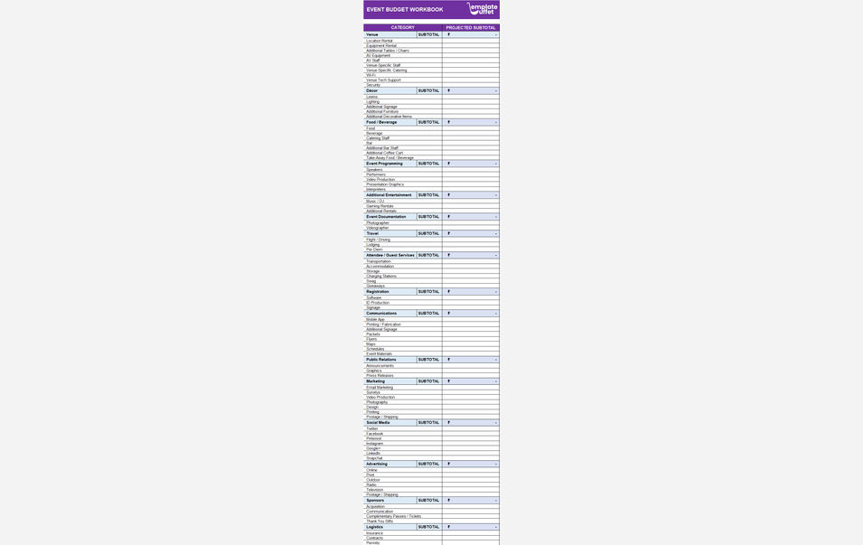 Event Budget Workbook