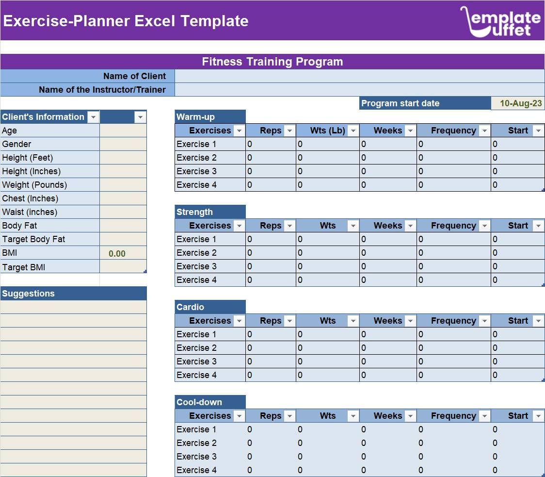 Exercise-Planner Excel Template