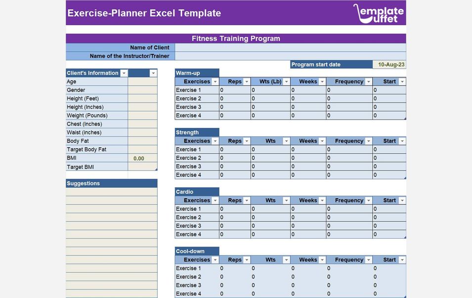 Exercise-Planner Excel Template