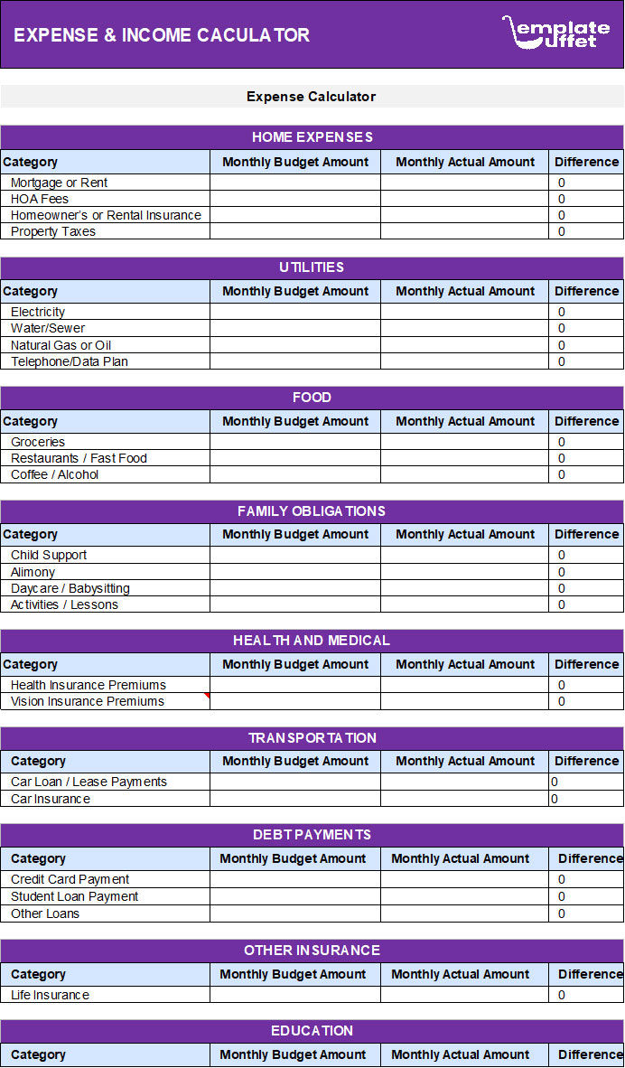 Expense and Income Calculator