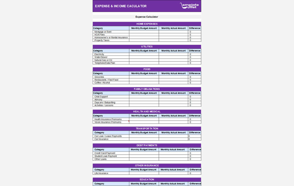 Expense and Income Calculator