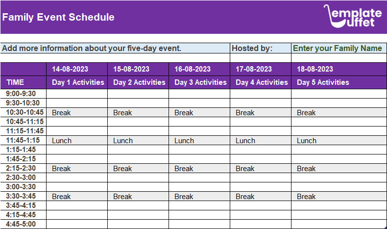 Family Event Schedule