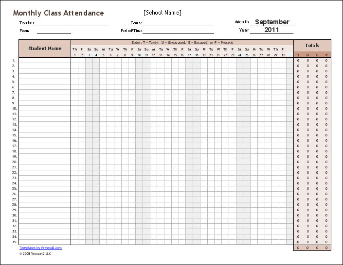 Free Attendance Tracking Forms