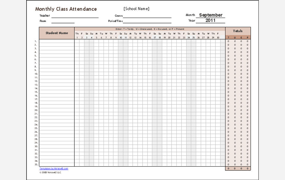 Free Attendance Tracking Forms