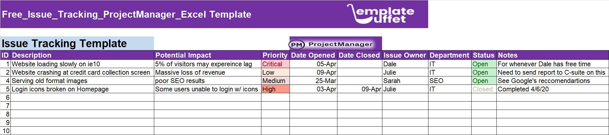 Free_Issue_Tracking_ProjectManager_Excel Template