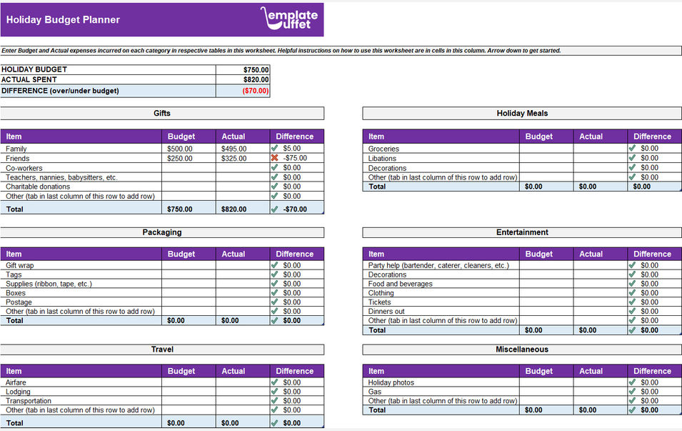 Holiday Budget Planner