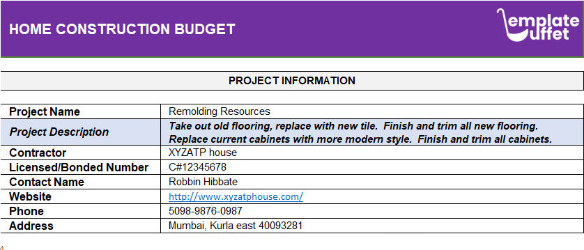 Home Construction Budget