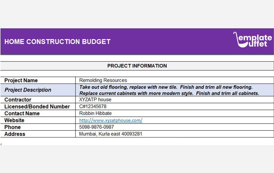 Home Construction Budget