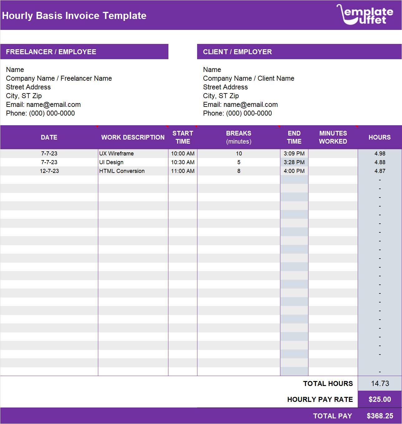 hourly-basis-invoice excel template