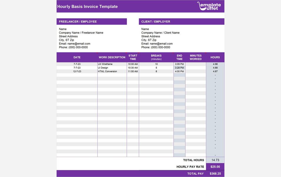 hourly-basis-invoice excel template