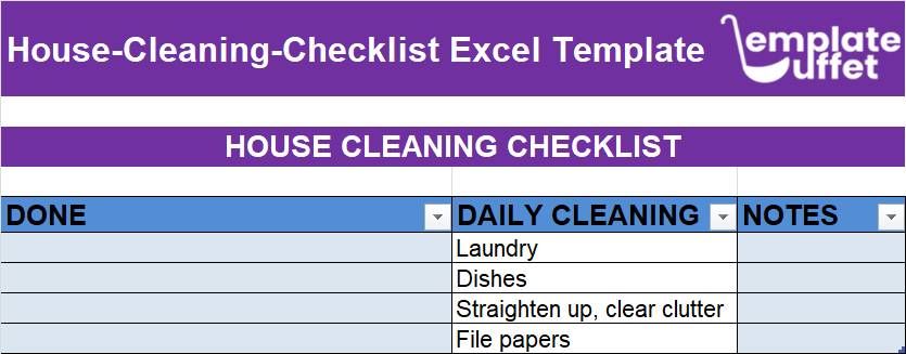 House-Cleaning-Checklist Excel Template