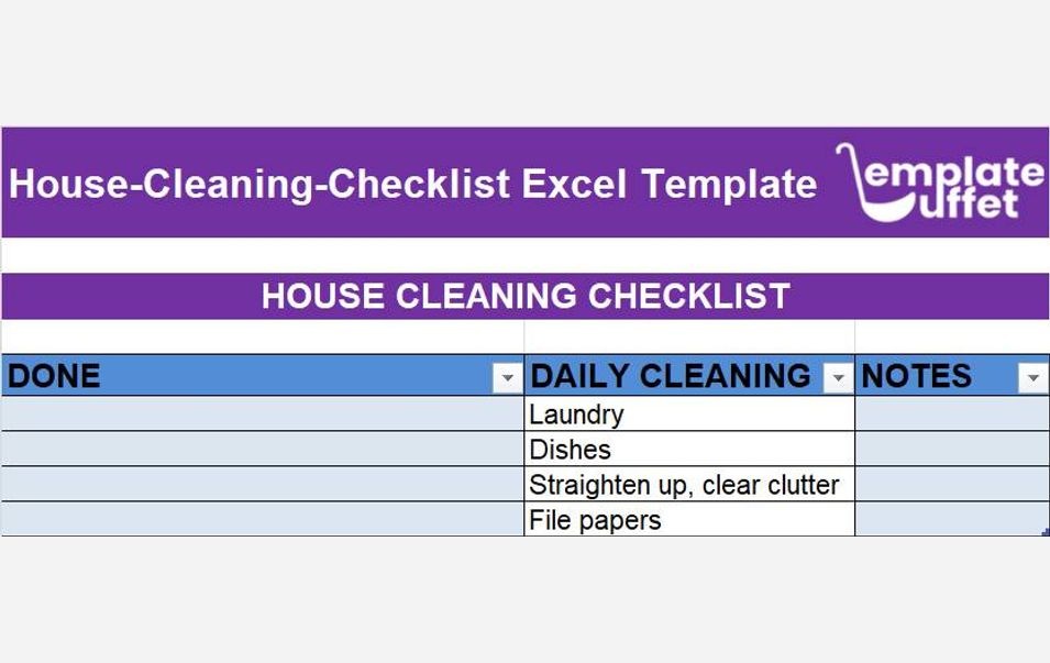 House-Cleaning-Checklist Excel Template