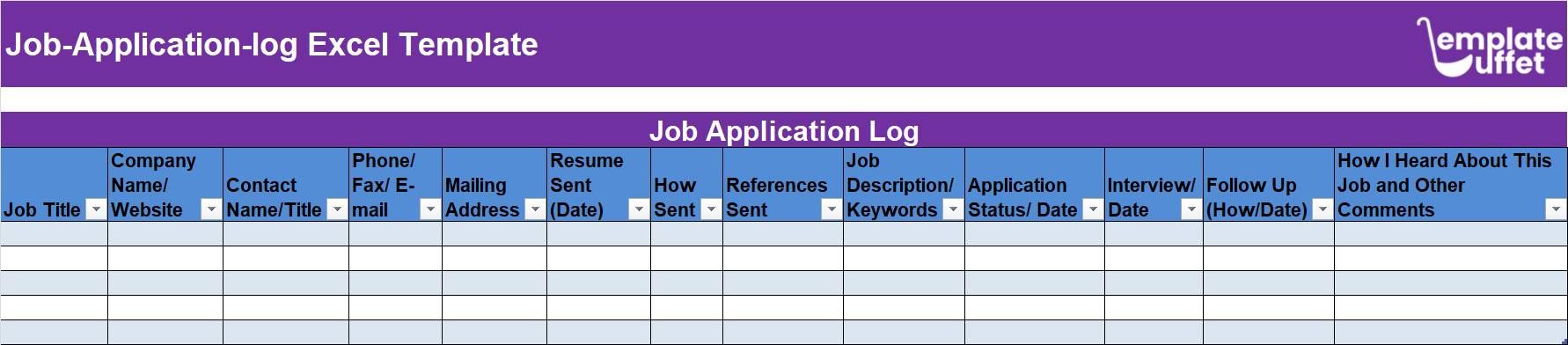 Job-Application-log Excel Template