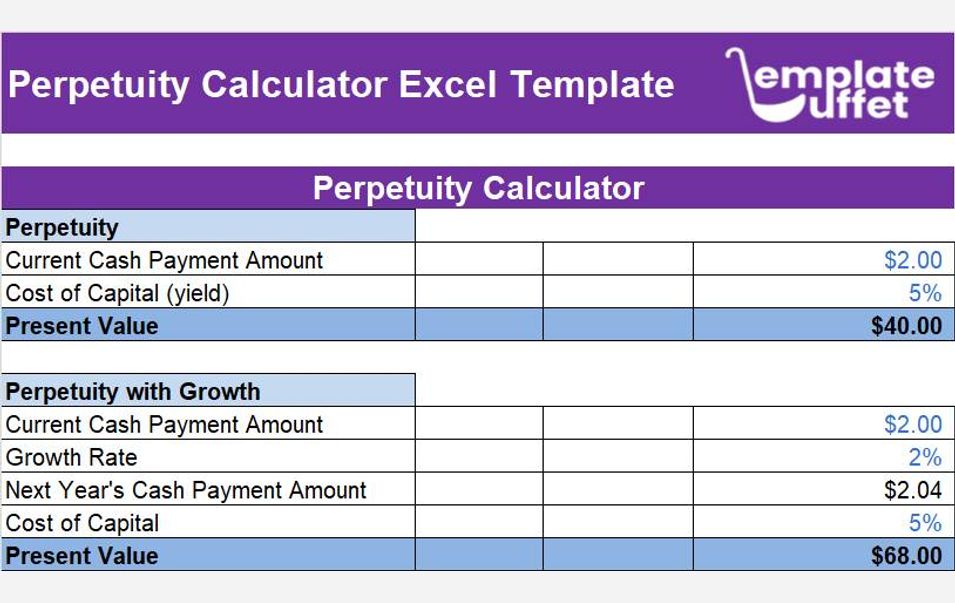 Perpetuity Calculator Excel Template