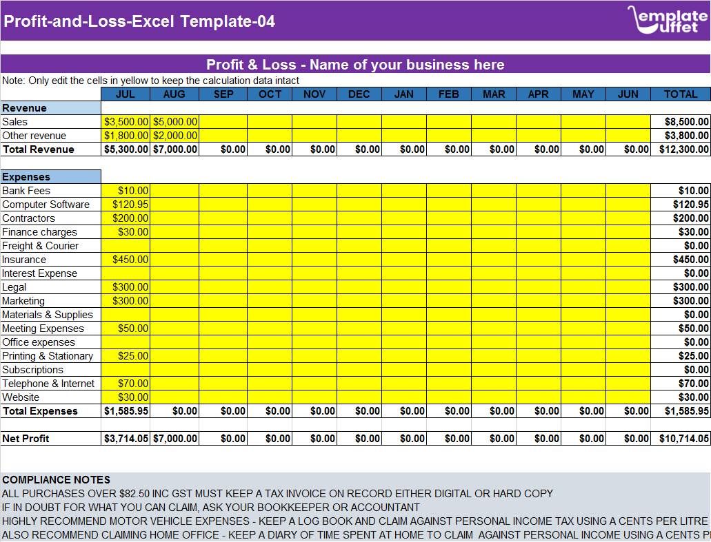 Profit-and-Loss-Excel Template-04