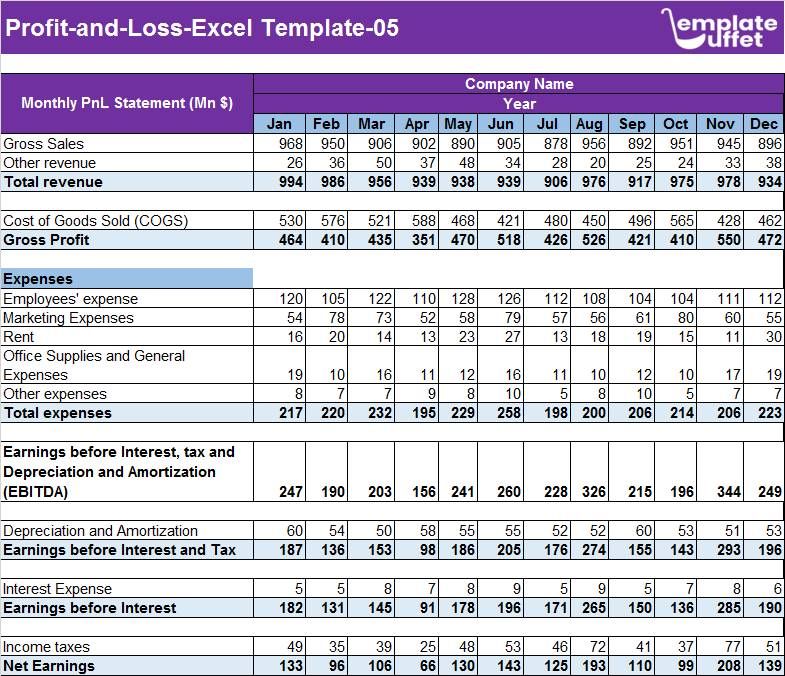 Profit-and-Loss-Excel Template-05