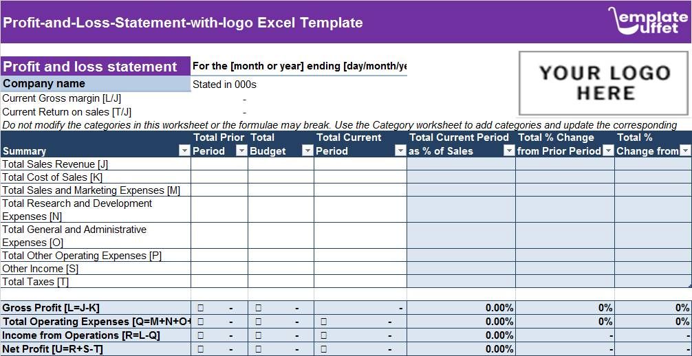 Profit-and-Loss-Statement-with-logo Excel Template