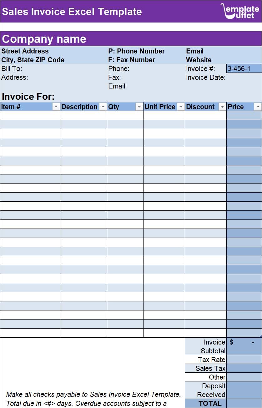 Sales Invoice Excel Template