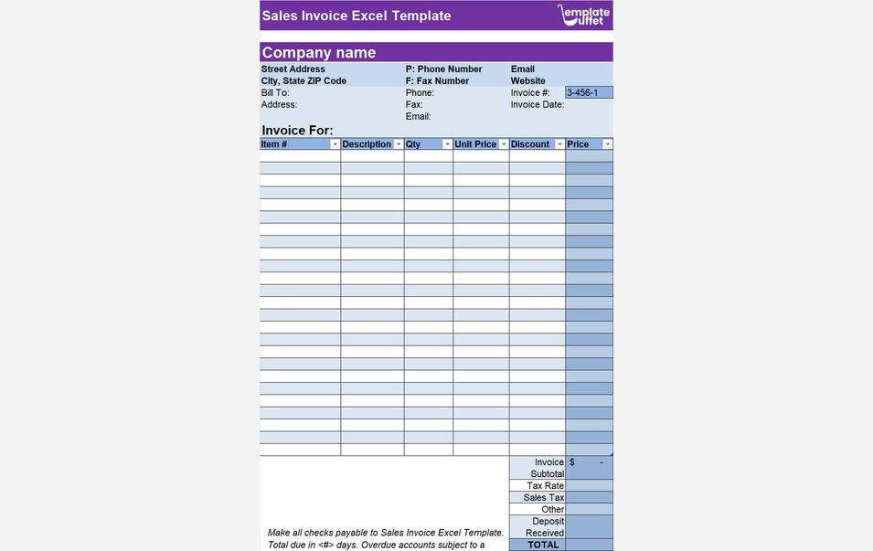 Sales Invoice Excel Template