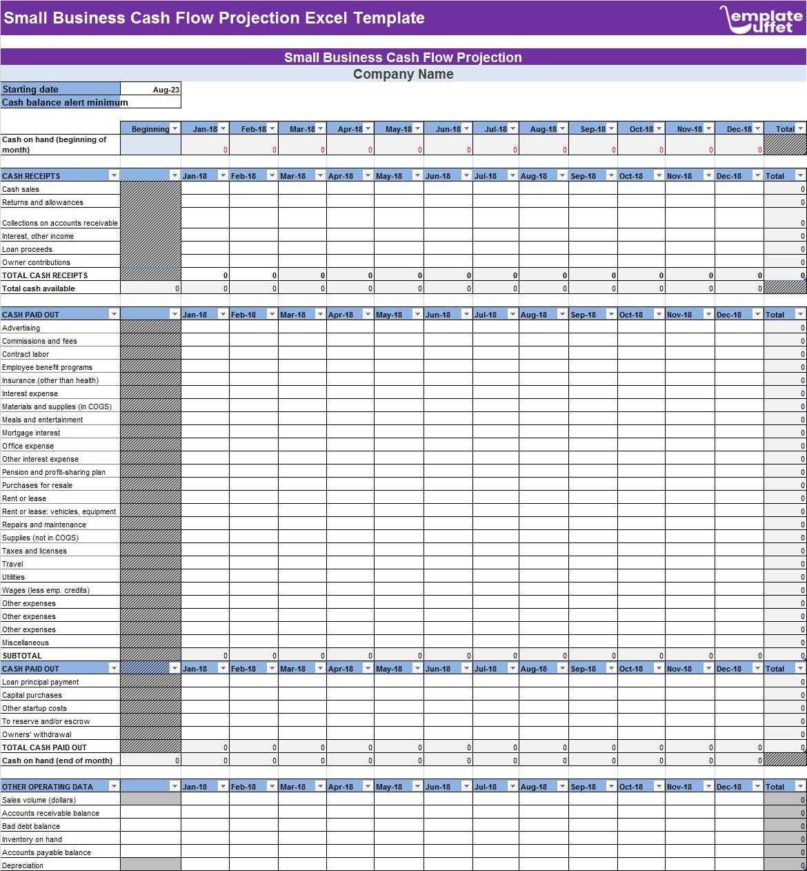 Small Business Cash Flow Projection Excel Template